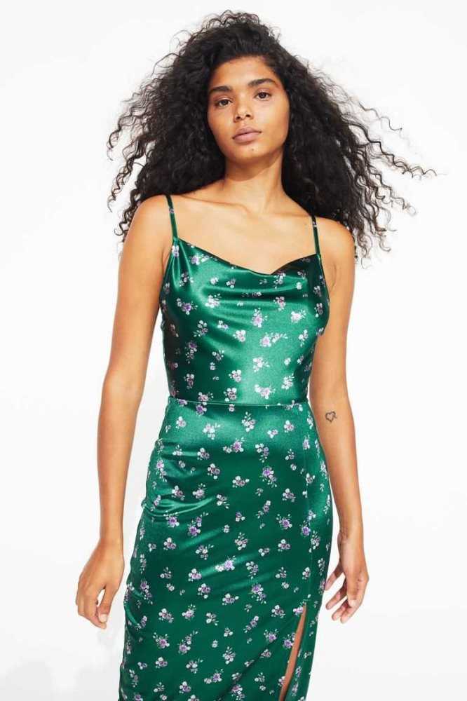 Vestido H&M Slip Mujer Verdes Oscuro | 914735MYR