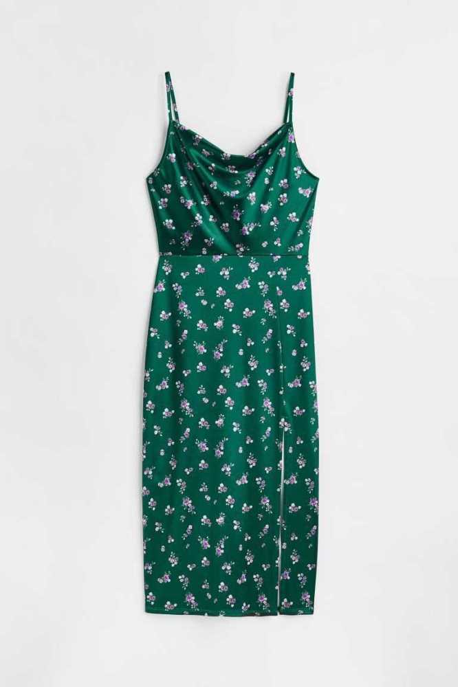 Vestido H&M Slip Mujer Verdes Oscuro | 914735MYR