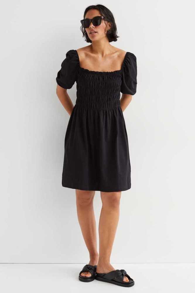 Vestido H&M Smocked Mujer Negros | 429578HGE