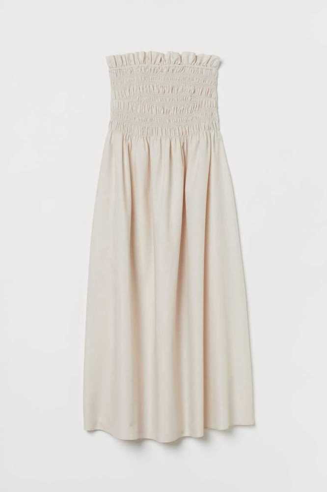 Vestido H&M Smocked-bodice Mujer Creme | 082645JUM