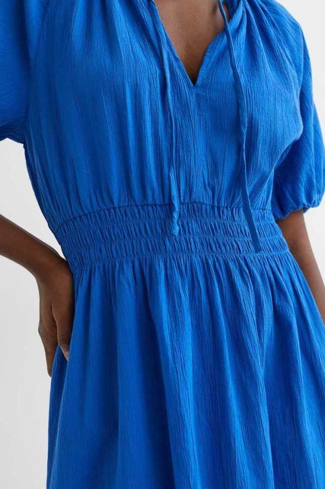 Vestido H&M Smocked-waist Mujer Azules Claro | 925718TKY