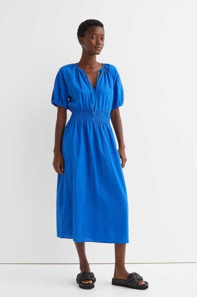 Vestido H&M Smocked-waist Mujer Azules Claro | 925718TKY