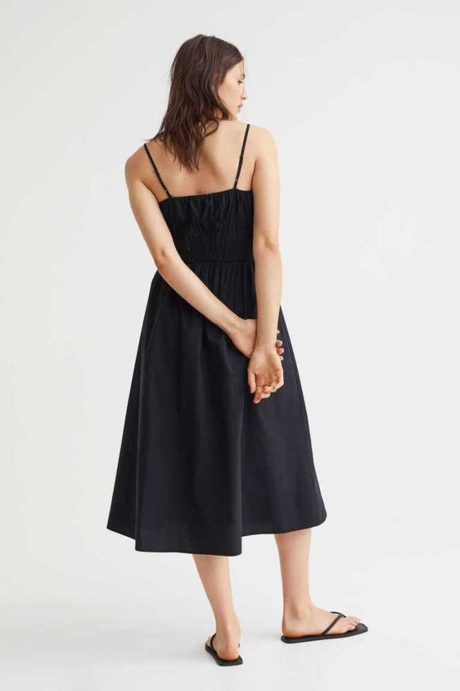 Vestido H&M Smocked-waist Mujer Negros | 720945ZJP