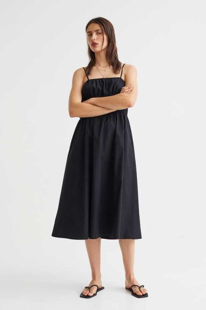 Vestido H&M Smocked-waist Mujer Negros | 720945ZJP