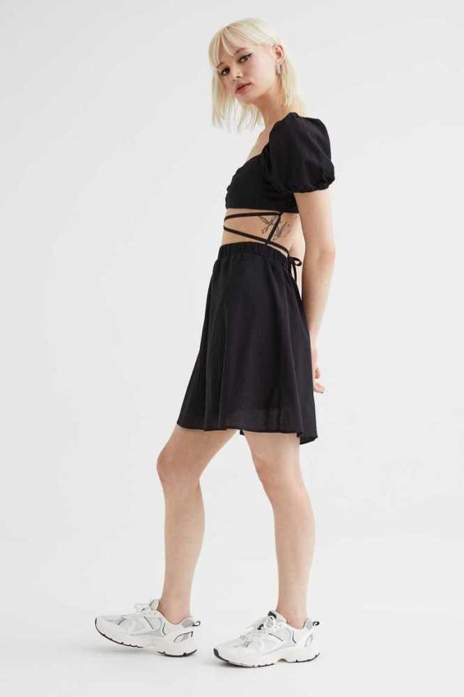 Vestido H&M Two-piece Tie-detail Mujer Negros | 821654BER