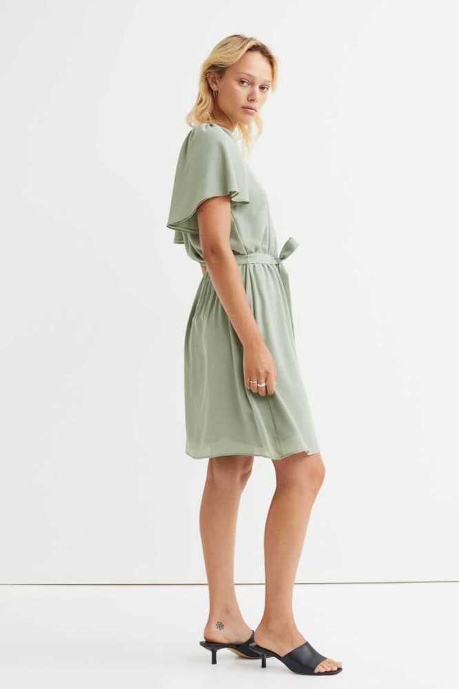 Vestido H&M V-neck Chiffon Mujer Grises Claro | 175248LTK