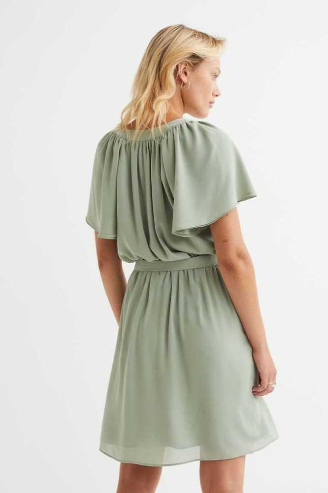 Vestido H&M V-neck Chiffon Mujer Grises Claro | 175248LTK