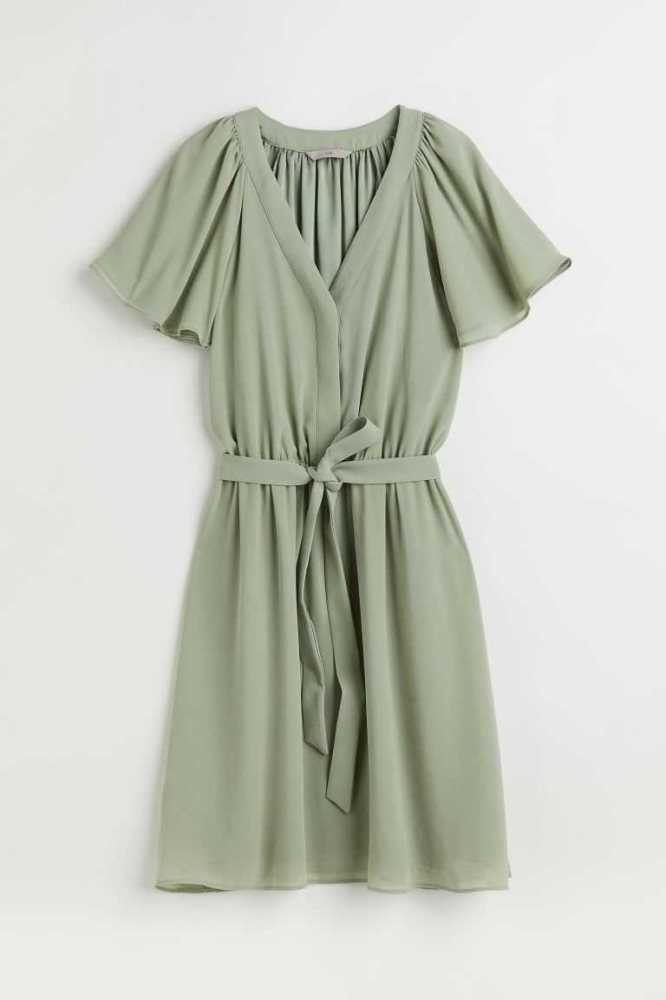 Vestido H&M V-neck Chiffon Mujer Grises Claro | 175248LTK