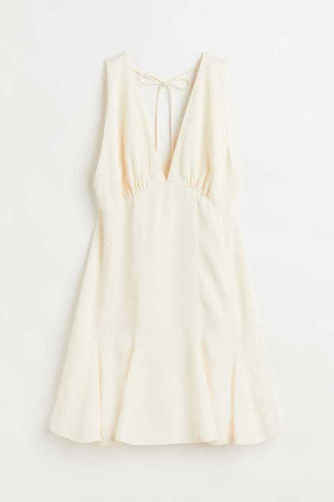 Vestido H&M V-neck Mujer Creme | 892317CFK