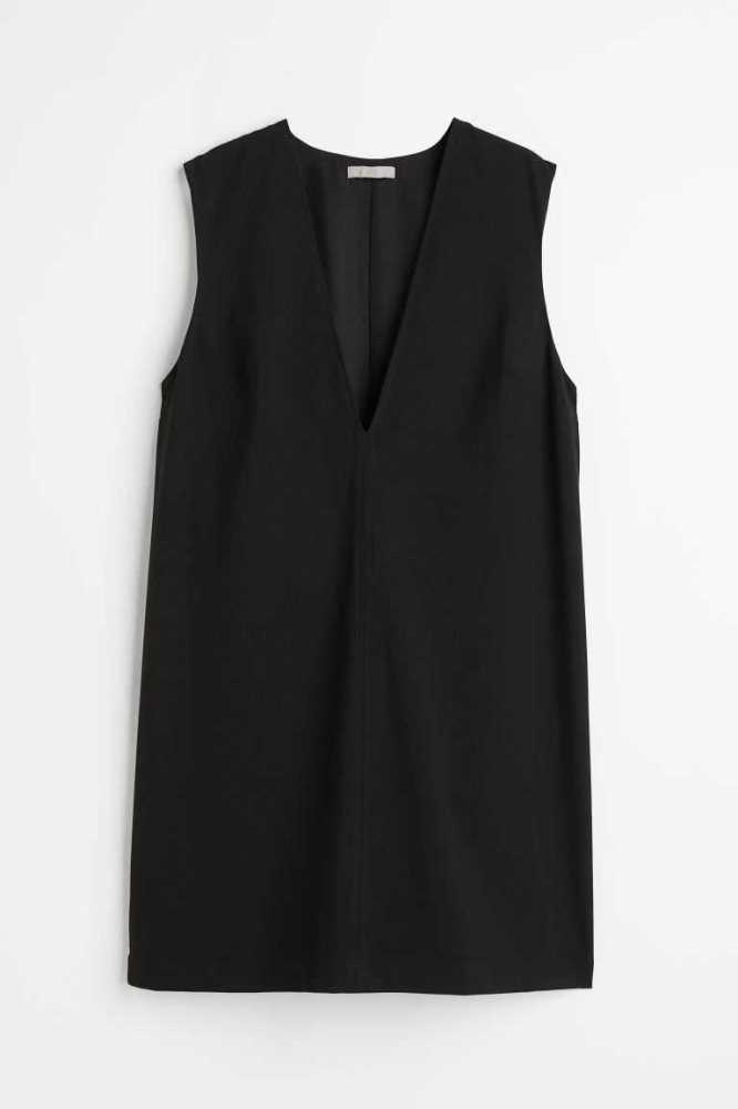 Vestido H&M V-neck Mujer Negros | 435012PNU