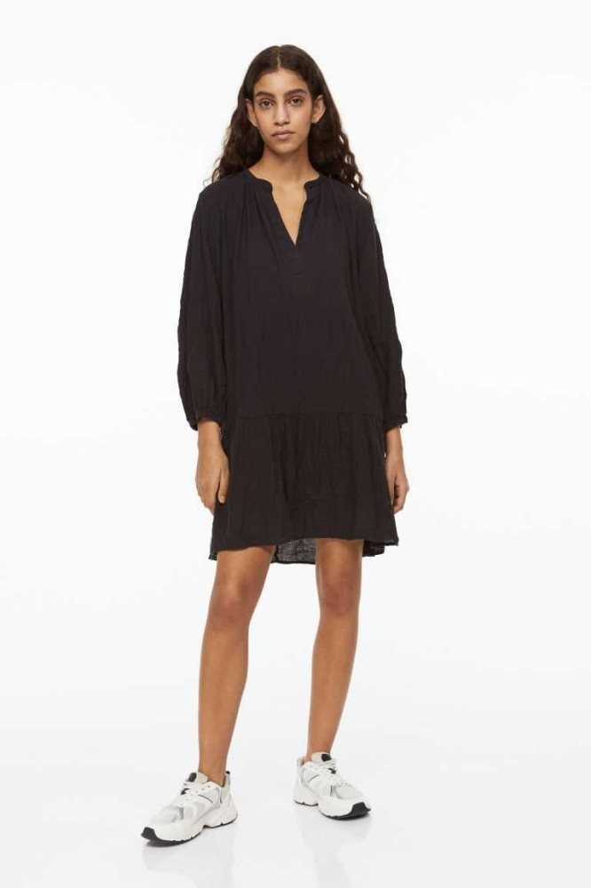 Vestido H&M V-neck Mujer Negros | 948217HTN