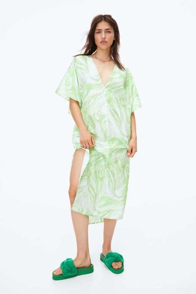 Vestido H&M V-neck Mujer Verdes Claro | 708139UQY