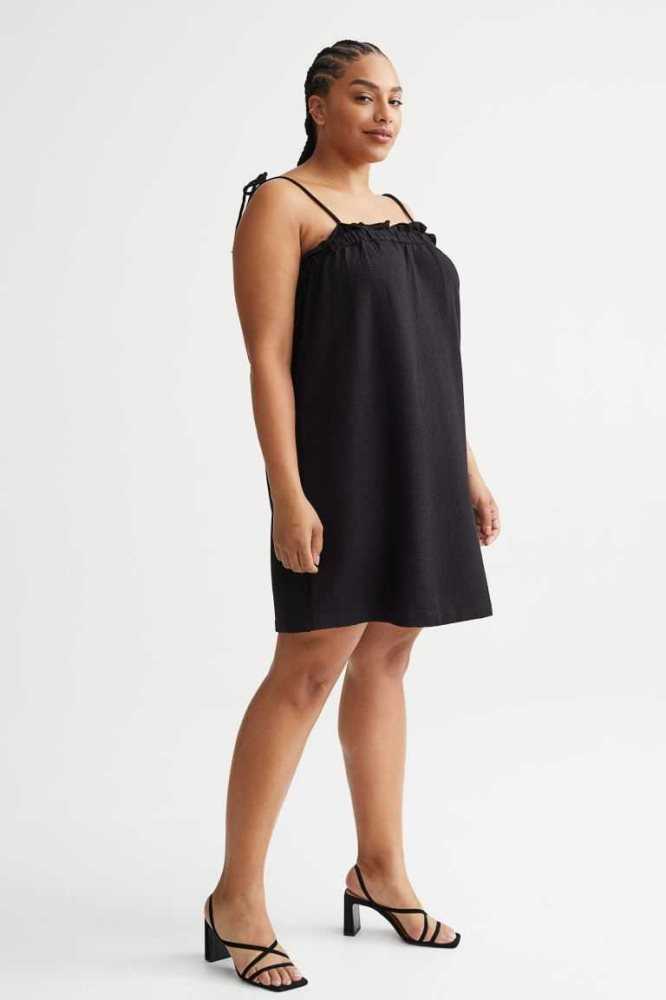 Vestido H&M Waffled Jersey Mujer Negros | 632490EIM