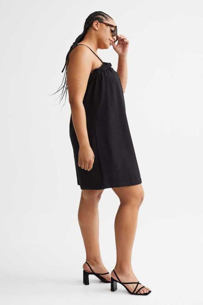 Vestido H&M Waffled Jersey Mujer Negros | 632490EIM