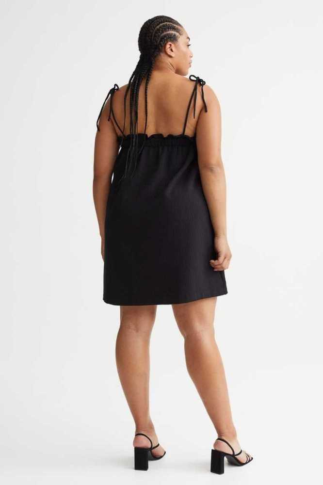 Vestido H&M Waffled Jersey Mujer Negros | 632490EIM