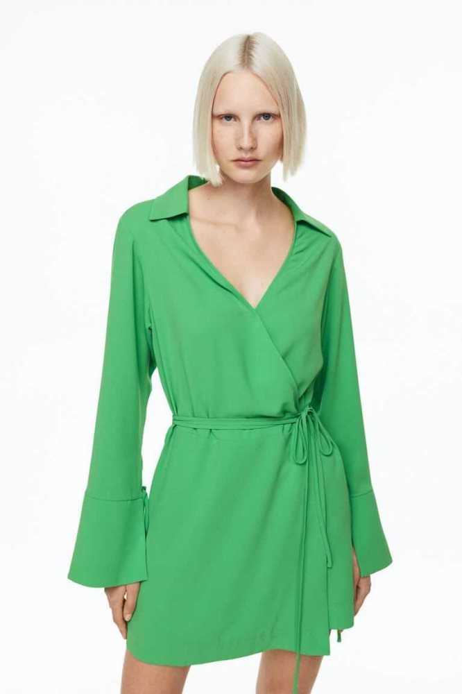 Vestido H&M Wrap Mujer Verdes Claro | 375621DUS