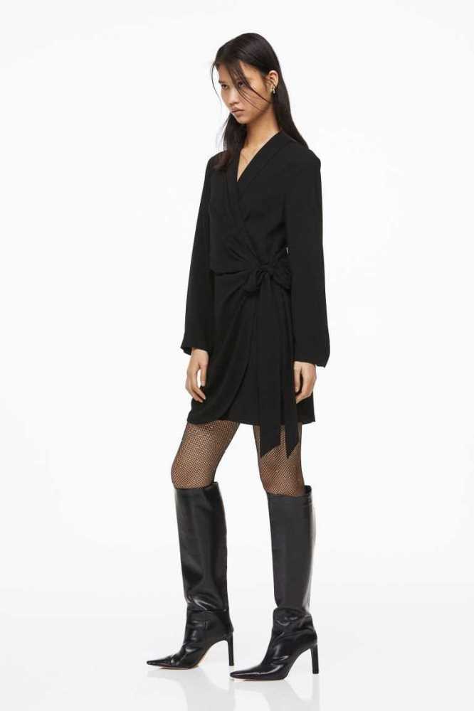 Vestido H&M Wrap-front Jacket Mujer Negros | 145397EOR